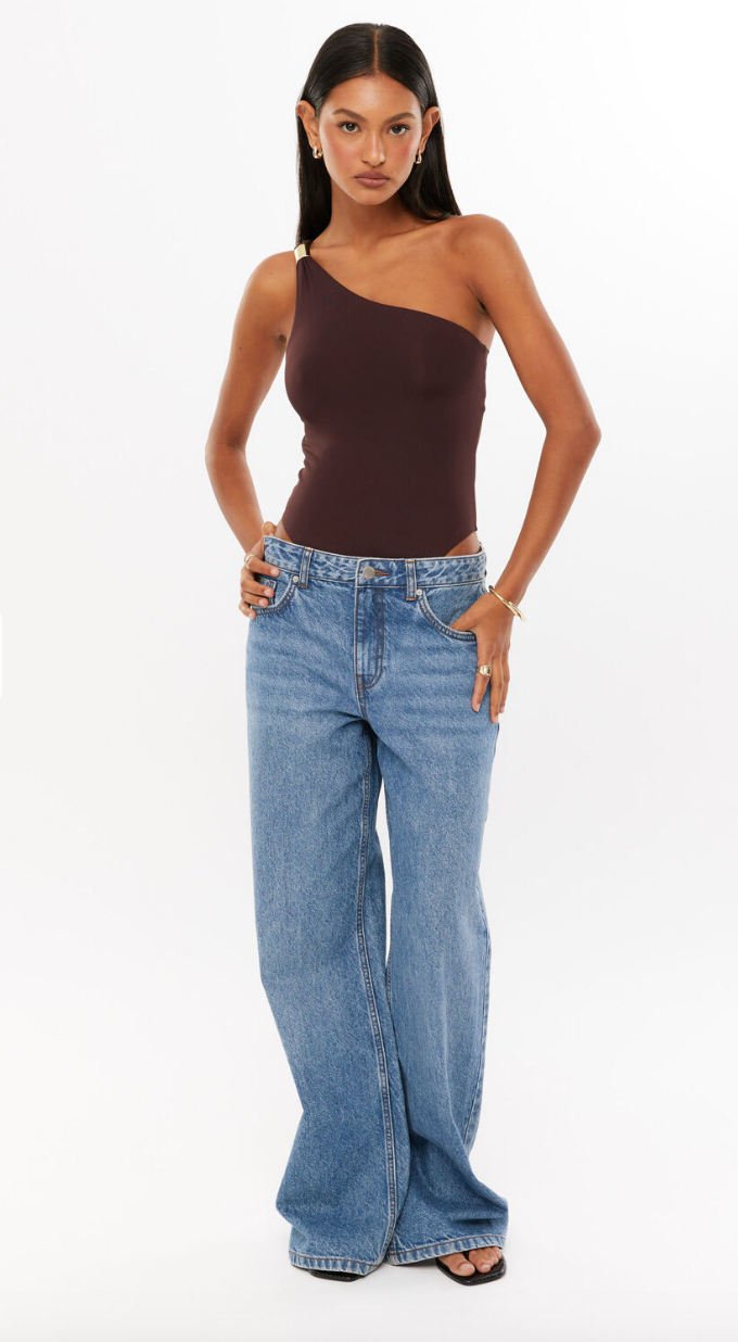 Espresso One Shoulder Bodysuit